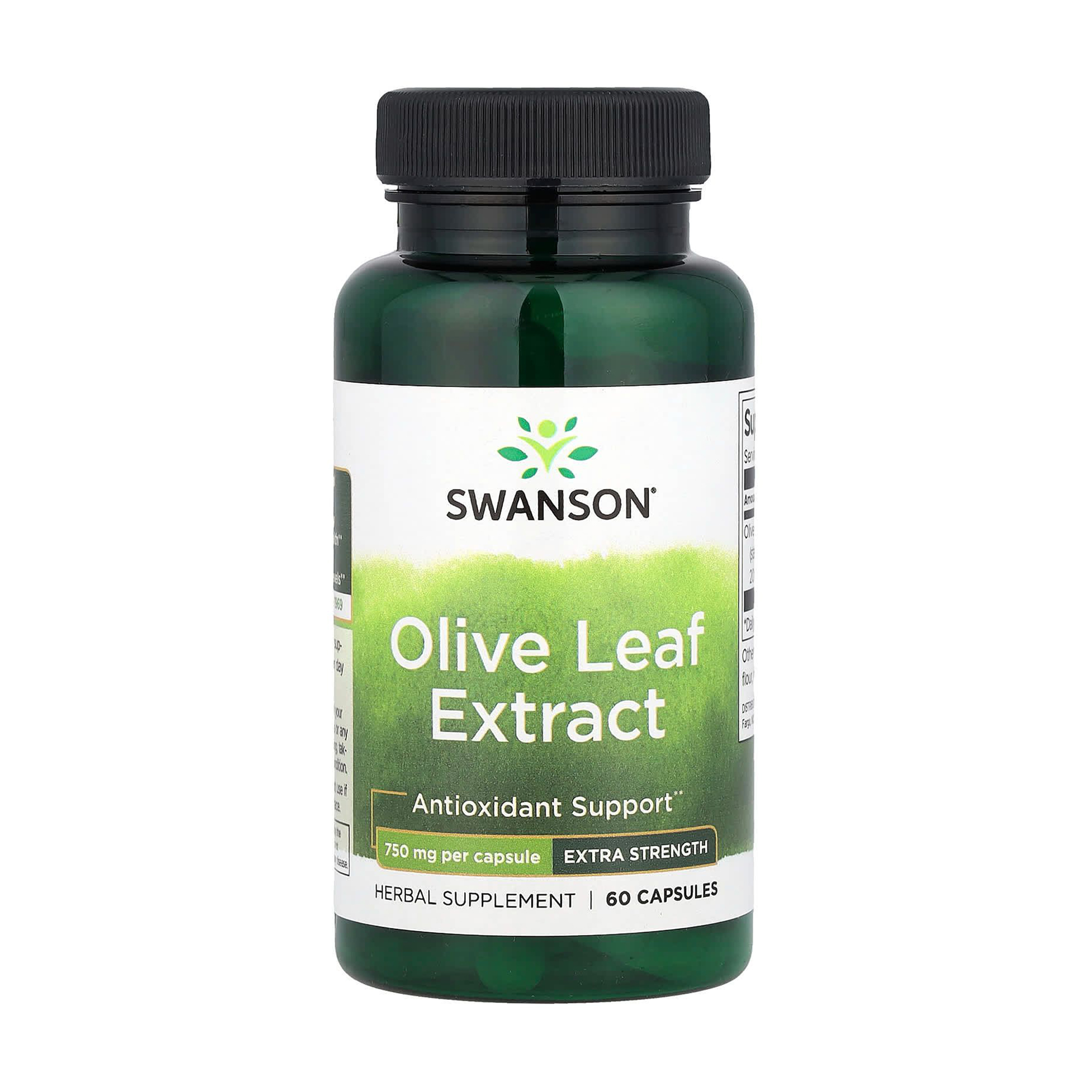 Екстракт оливкового листя Swanson Olive Leaf Extract 750 мг, 60 капсул